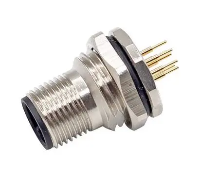 M12 A-Coded 8-Pin Female Panel Connector, Rear Mount (PCB Type, Screw PG9)