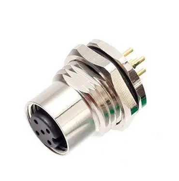 M12 A-Coded 17-Pin Female Panel Connector, Rear Mount (PCB Type, Screw PG9)